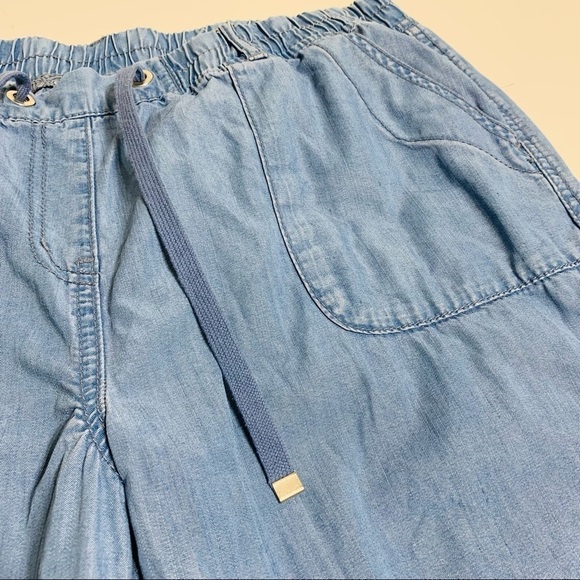 George L chambray cropped pants with elastic waist - Picture 2 of 7